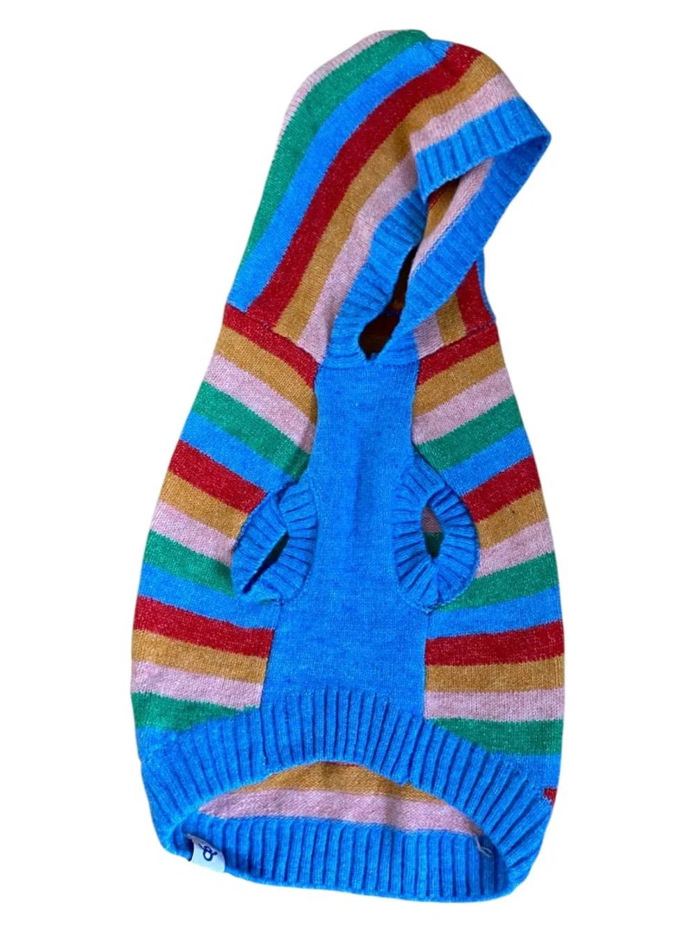 Oodles of Paws Rainbow Striped Hooded Fall Dog Sweater, Medium - Multicolor